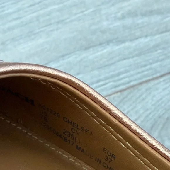 COACH Women's Rose Gold Chelsea Leather Cap-Toe Ballet Flats- LIKE NEW - Picture 10 of 10